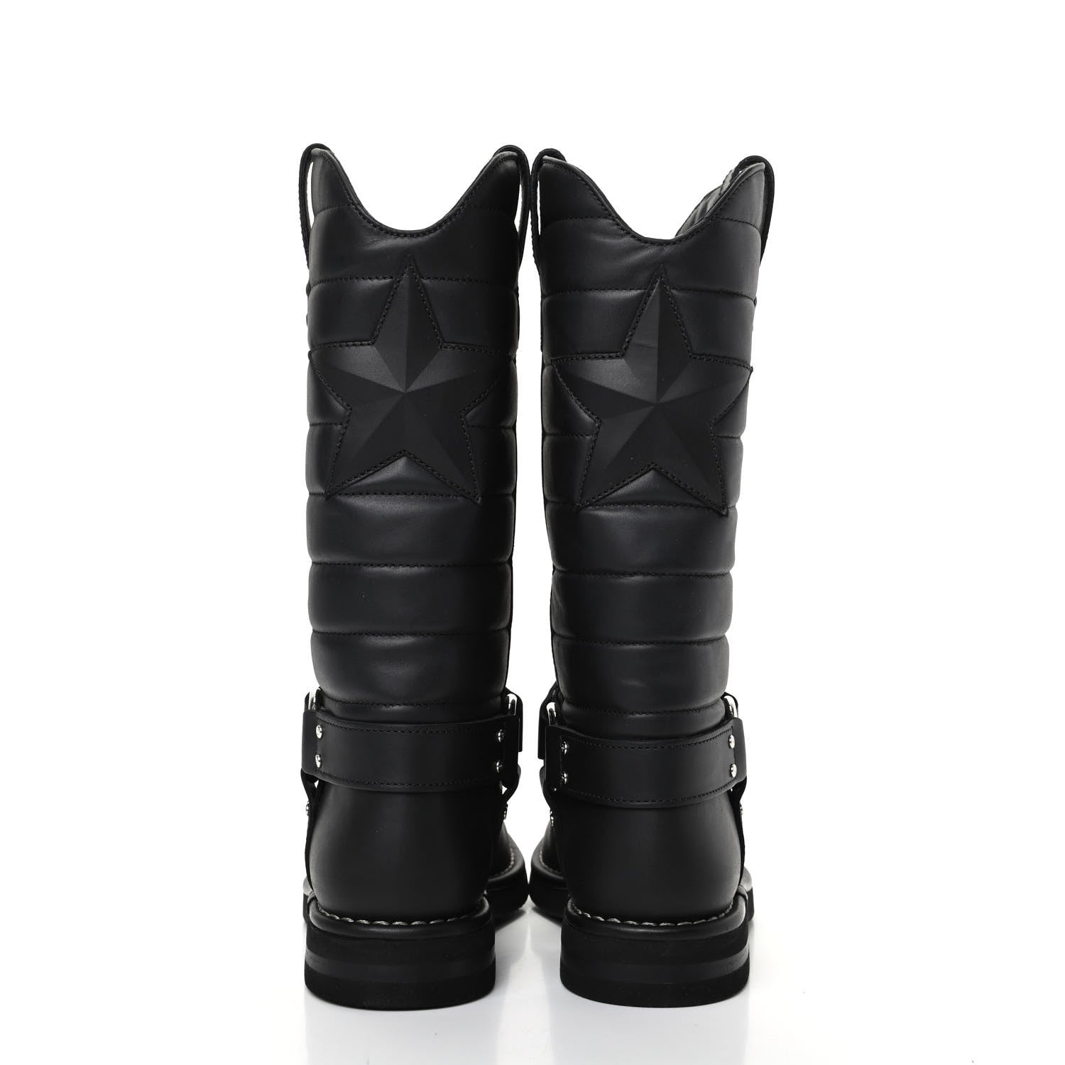 Chanel Oily Calfskin Star Quilted Biker Boots 36.5 Black 7 of 11