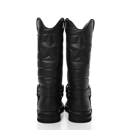 Chanel Oily Calfskin Star Quilted Biker Boots 36.5 Black 7 of 11