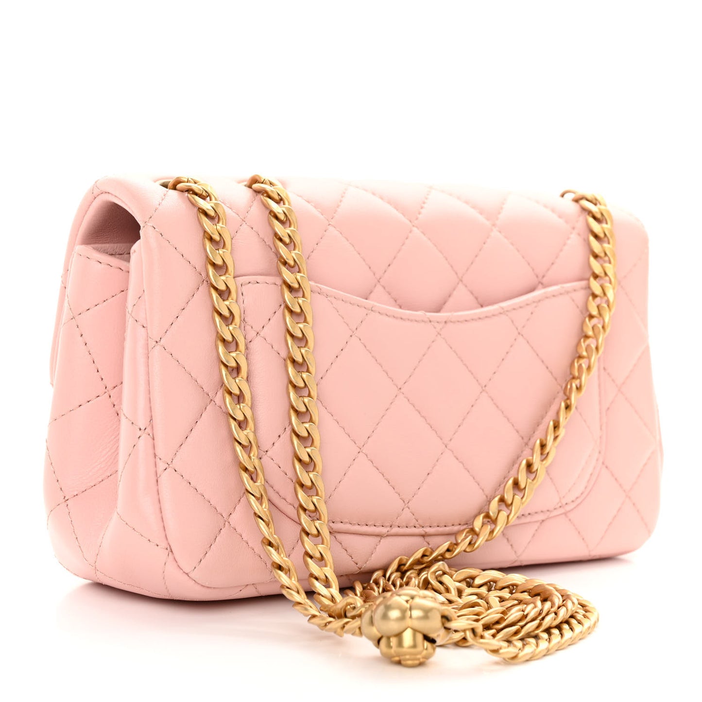 Lambskin Quilted Mini Rectangular Sweet Camellia Flap Light Pink