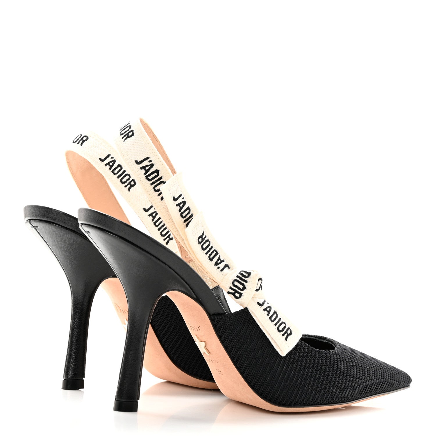 Christian Dior Technical Canvas Ribbon J'Adior Slingback 100mm Pumps 38 Black 4 of 16