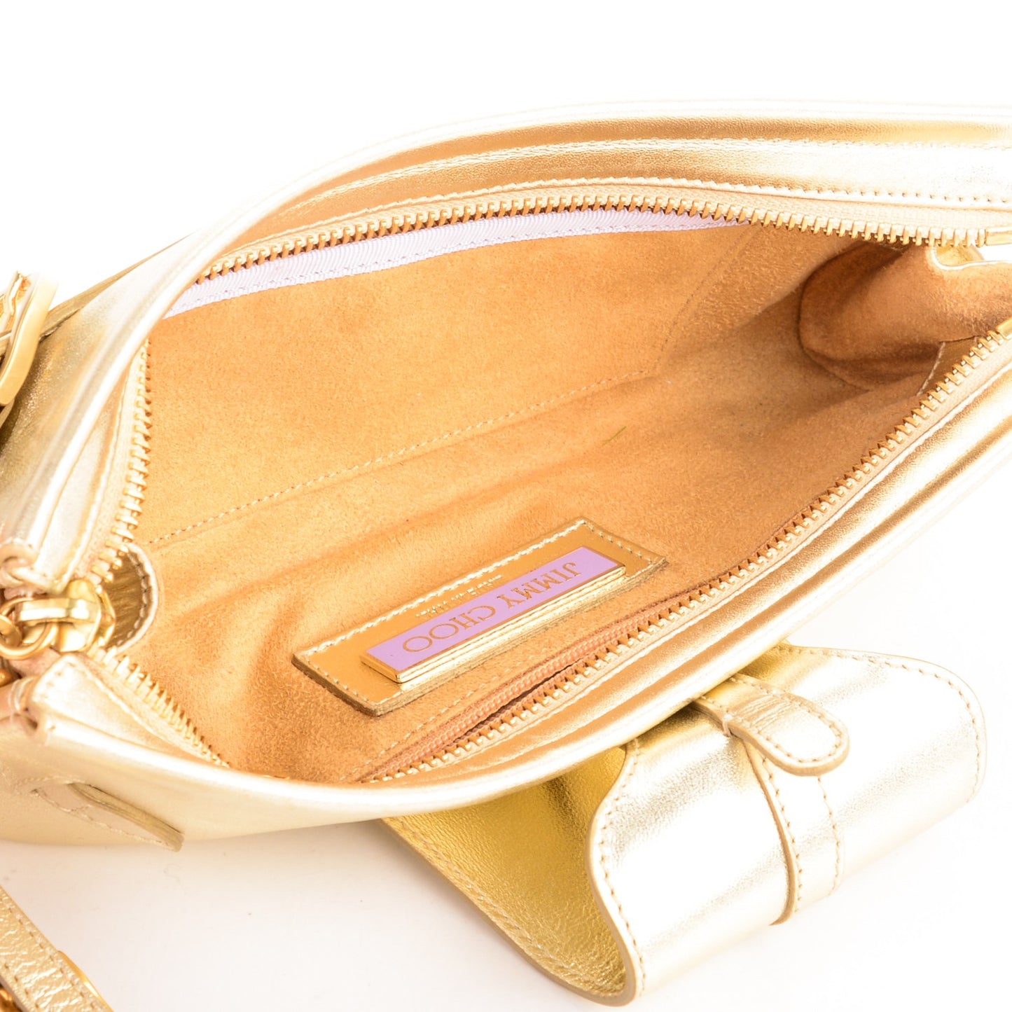 Metallic Calfskin Tulita Clutch Gold