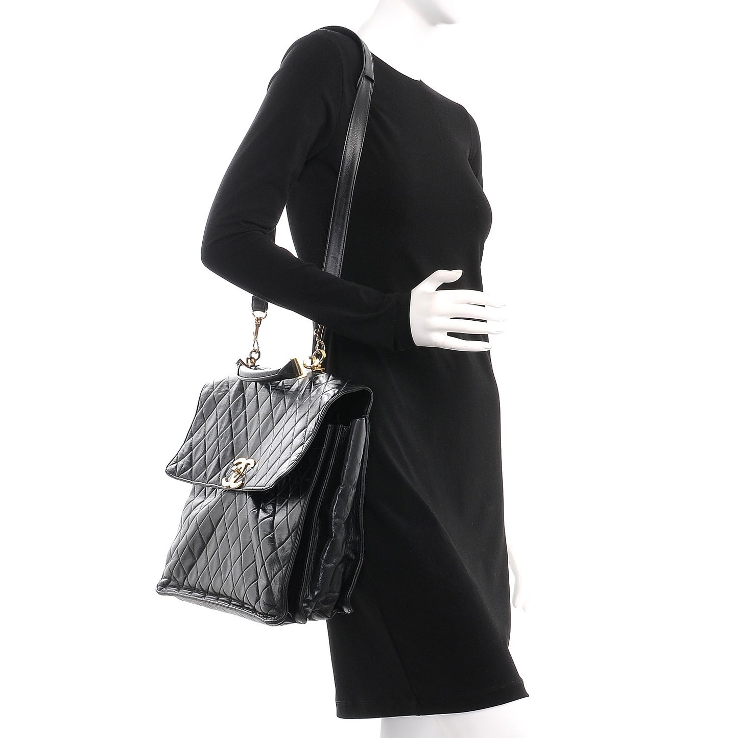 Lambskin Quilted Briefcase Laptop Bag Black