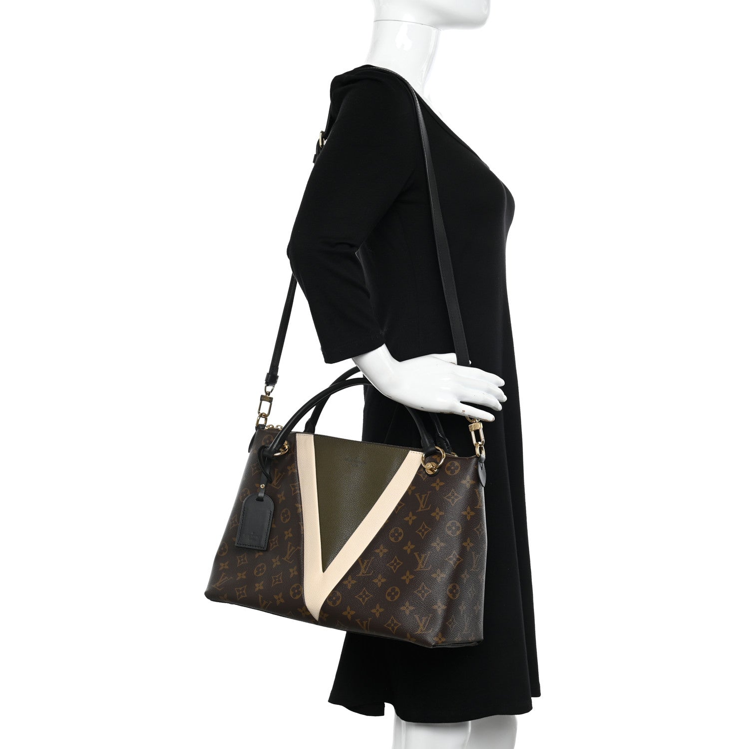 Louis Vuitton Monogram V Tote MM Khaki Cream 2 of 11
