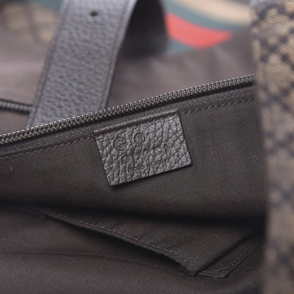 Gucci Nylon Diamante Web Buckle Tote Brown 6 of 10