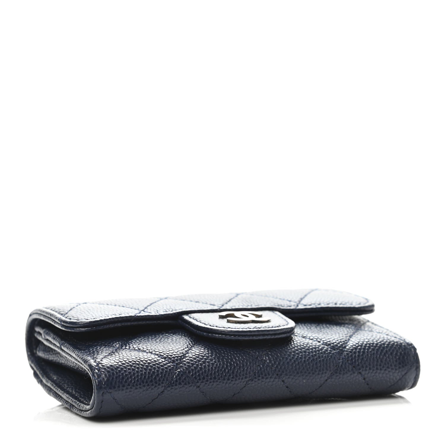 Chanel Caviar Quilted Flap Card Holder Wallet Navy Blue 3 of 4