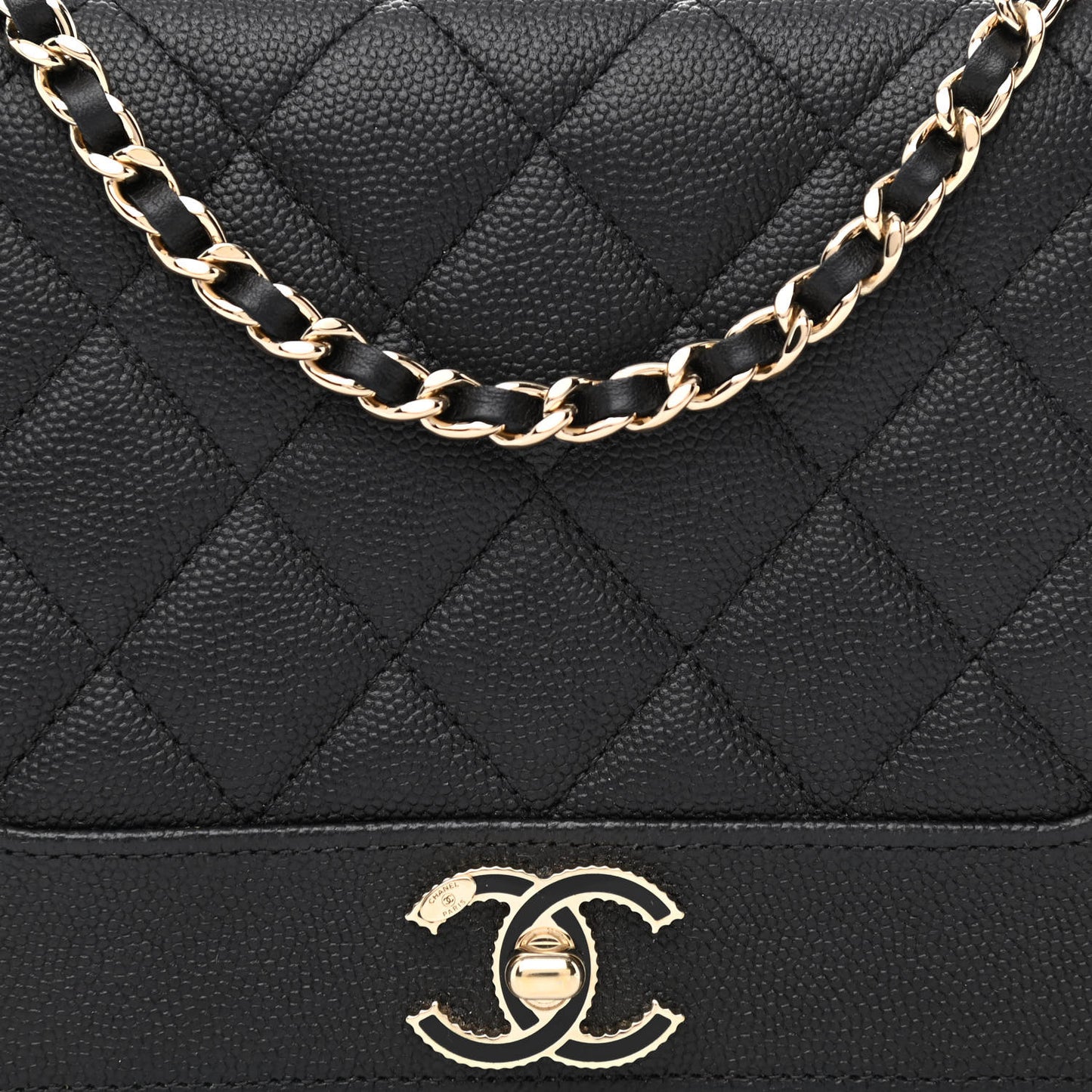 Caviar Quilted Vintage Mademoiselle Wallet On Chain WOC Black