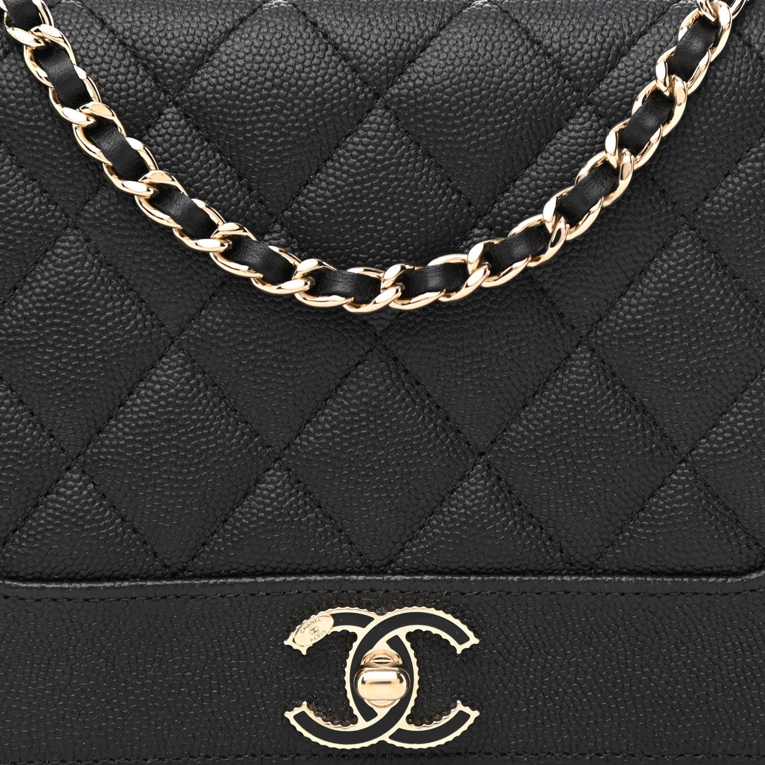 Chanel Caviar Quilted Vintage Mademoiselle Wallet On Chain WOC Black 9 of 14