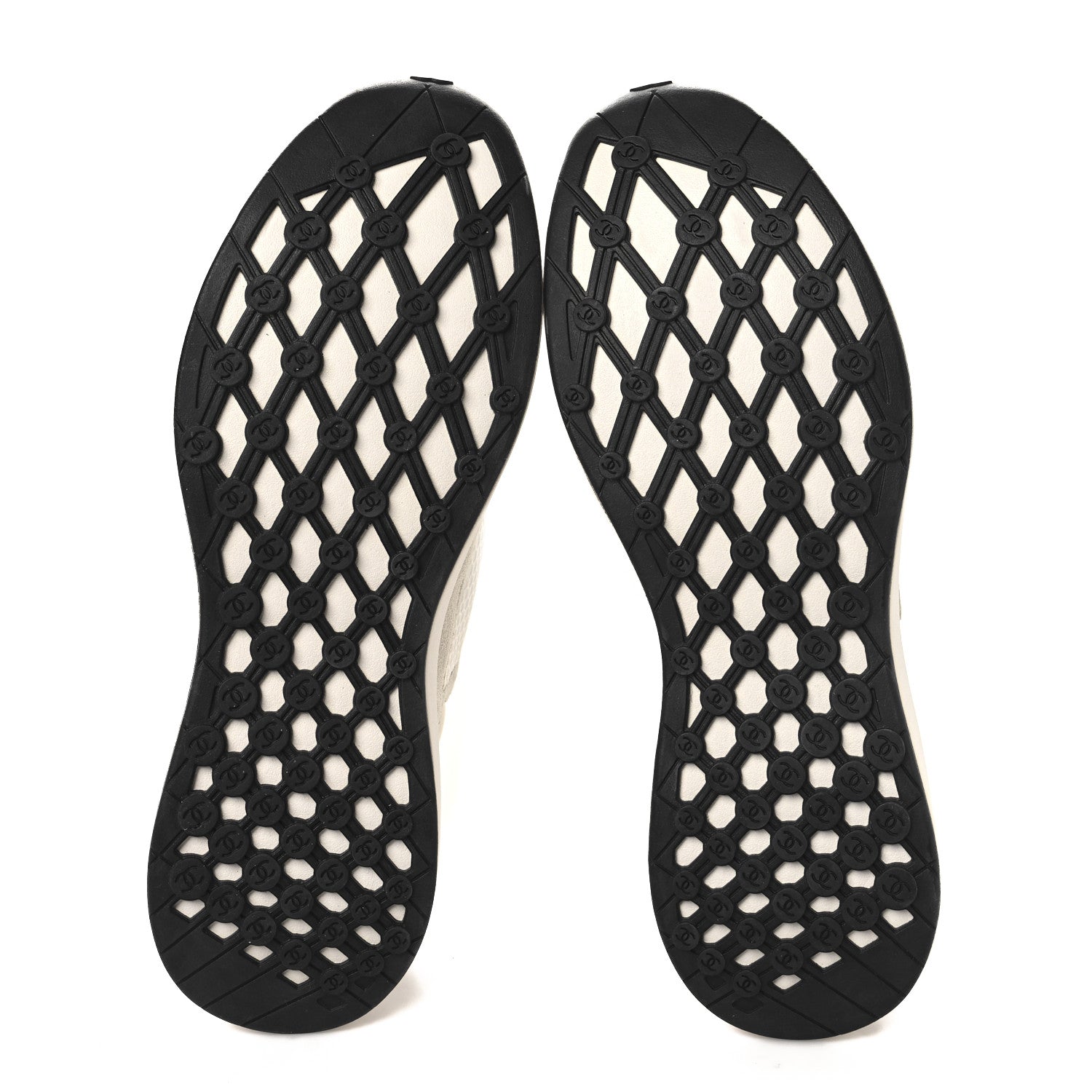 Chanel Calfskin Mesh Lycra Suede Womens Logo Sneakers 40 White 6 of 9