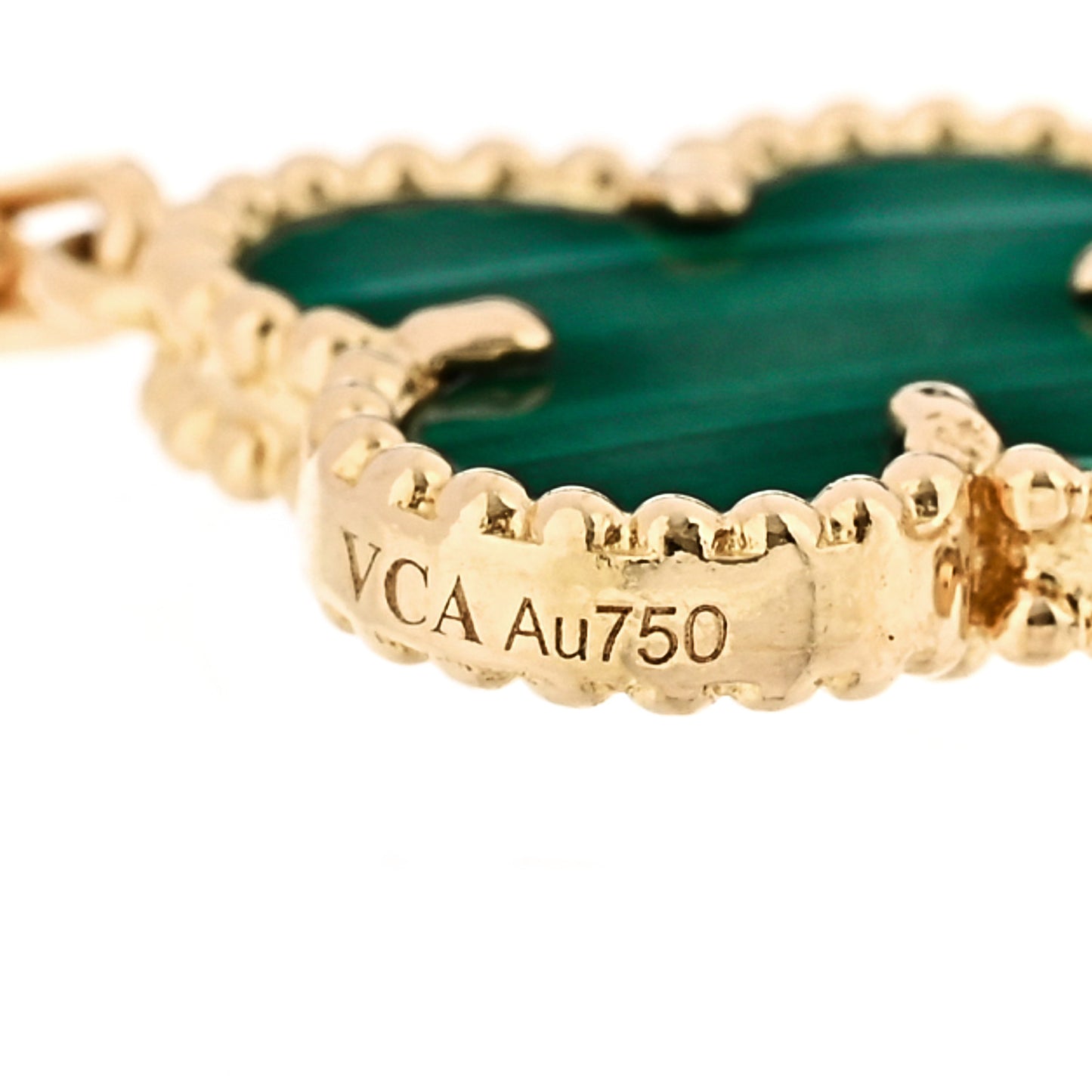 18K Yellow Gold Malachite 5 Motifs Vintage Alhambra Bracelet