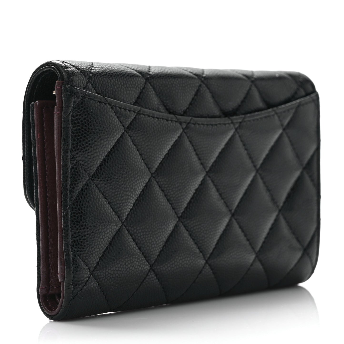 Caviar Quilted Medium Flap Wallet Black