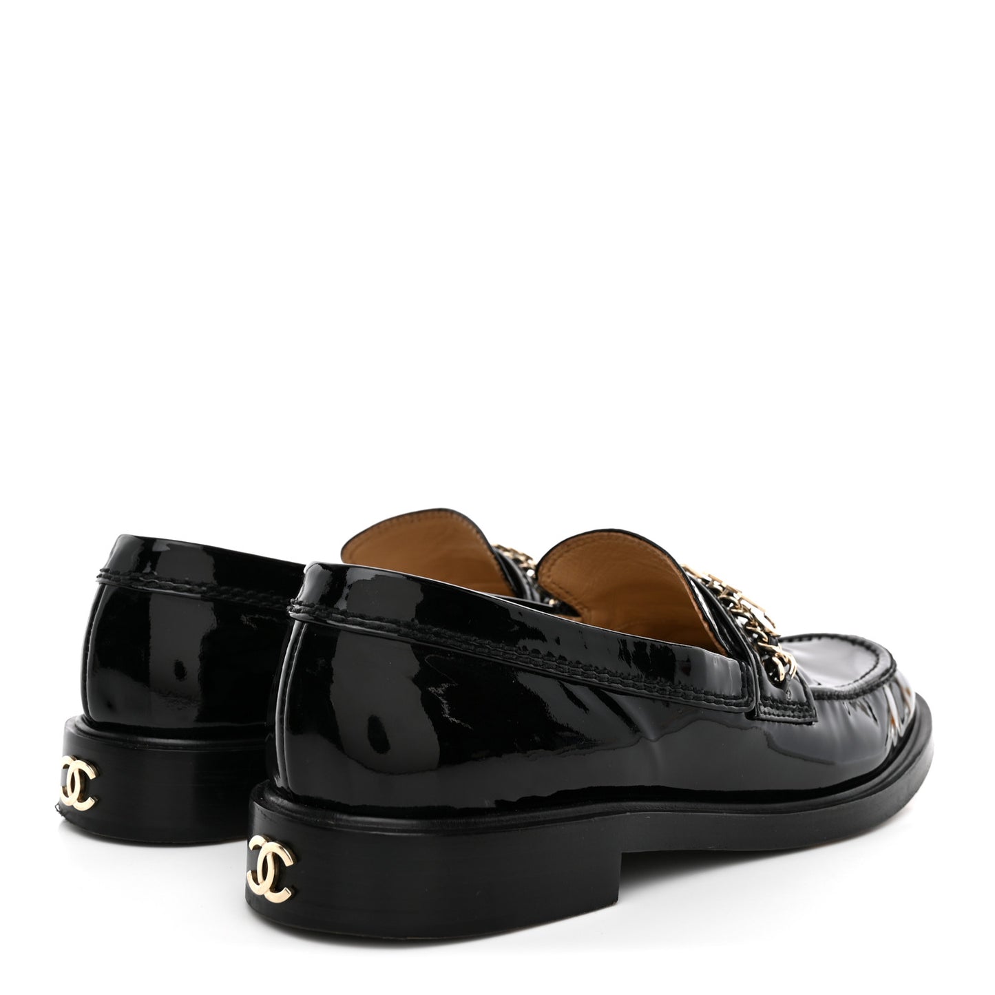 Shiny Calfskin Logo Loafers 39 Black
