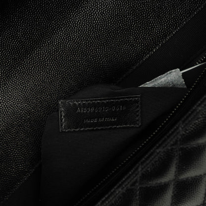Saint Laurent Grain De Poudre Textured Mixed Matelasse Large Triquilt Monogram Monochrome Satchel Black 8 of 8