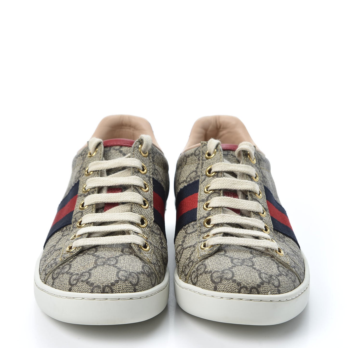 GG Supreme Monogram Womens Ace Low-Top Sneaker 35 Beige