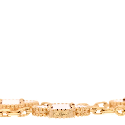 Van Cleef & Arpels 18K Yellow Gold Carnelian 5 Motifs Vintage Alhambra Bracelet 3 of 4