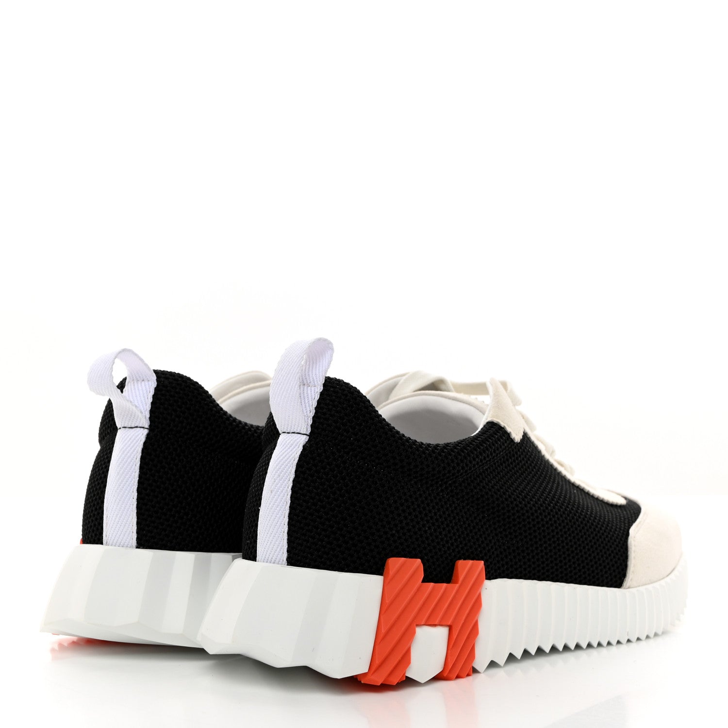 Hermes Air Mesh Suede Goatskin Bouncing Sneakers 41 Black Orange
