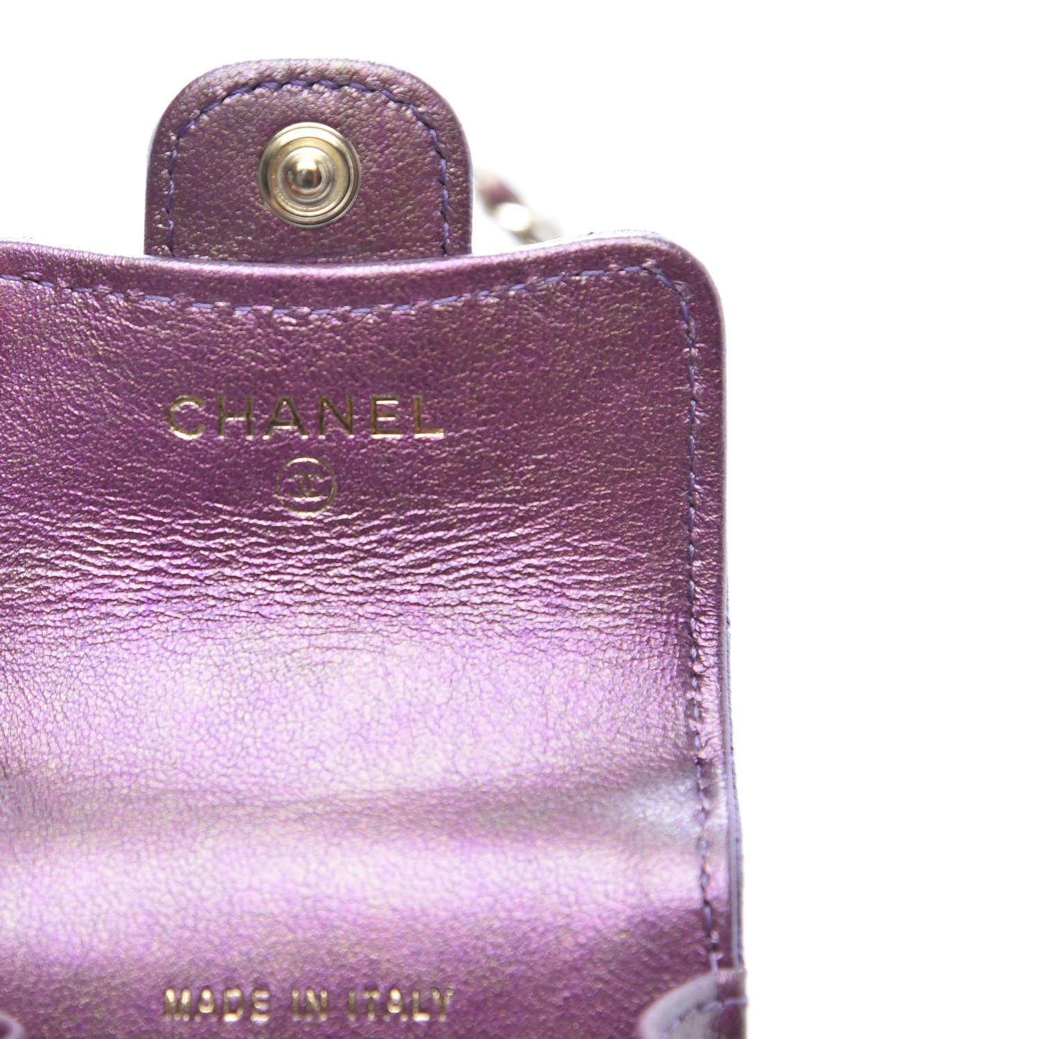 Chanel Iridescent Lambskin Quilted Airpods Pro Case Purple 6 of 11
