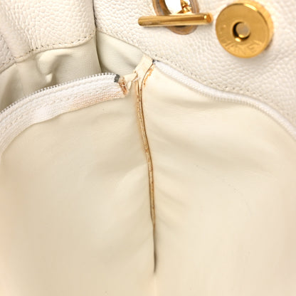 Chanel Caviar Flap Shoulder Bag White 10 of 10