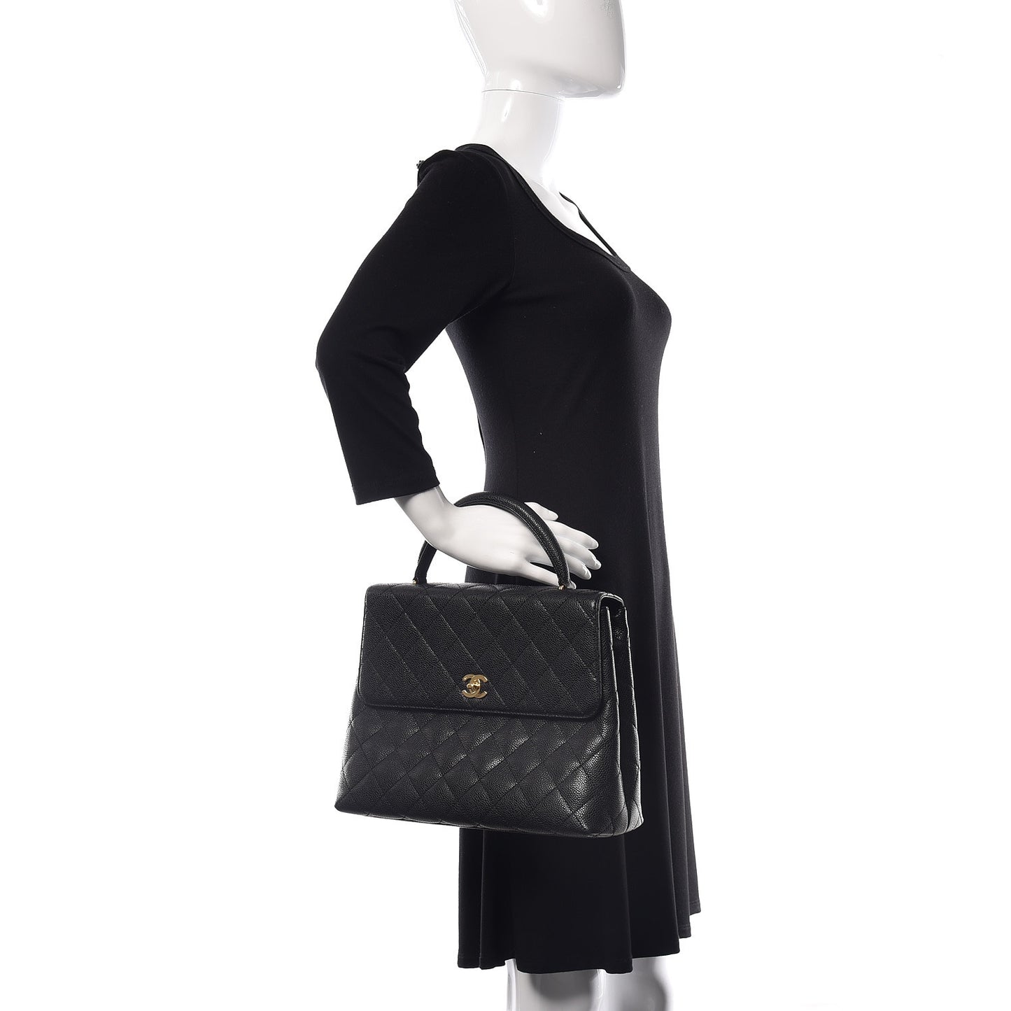 Caviar Quilted Jumbo Kelly Flap Black