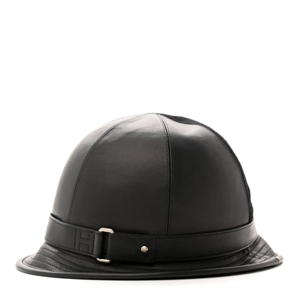 Hermes Wool Calfskin Hat 57 Black 4 of 11