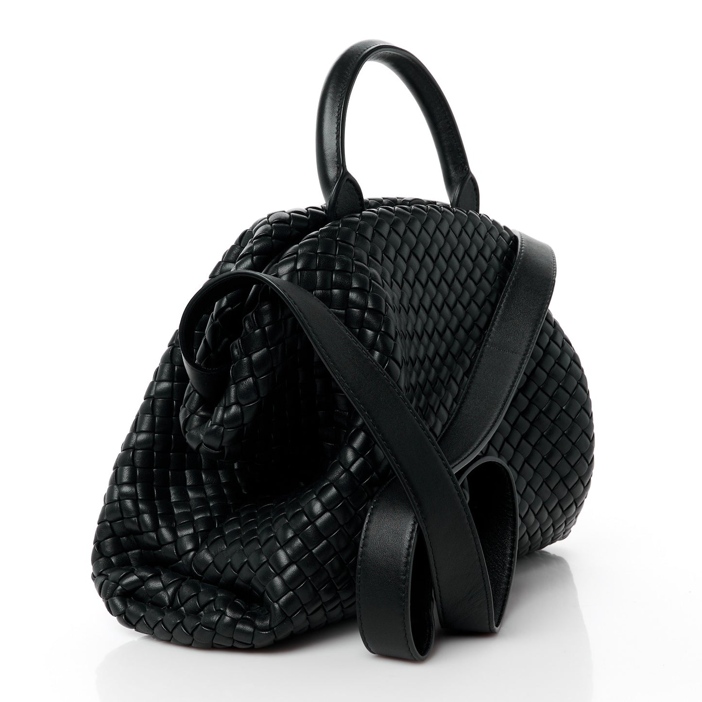 Nappa Intrecciato Medium Padded The Handle Tote Black