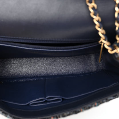Chanel Tweed Watersnake Quilted Medium CC Filigree Flap Blue 5 of 10
