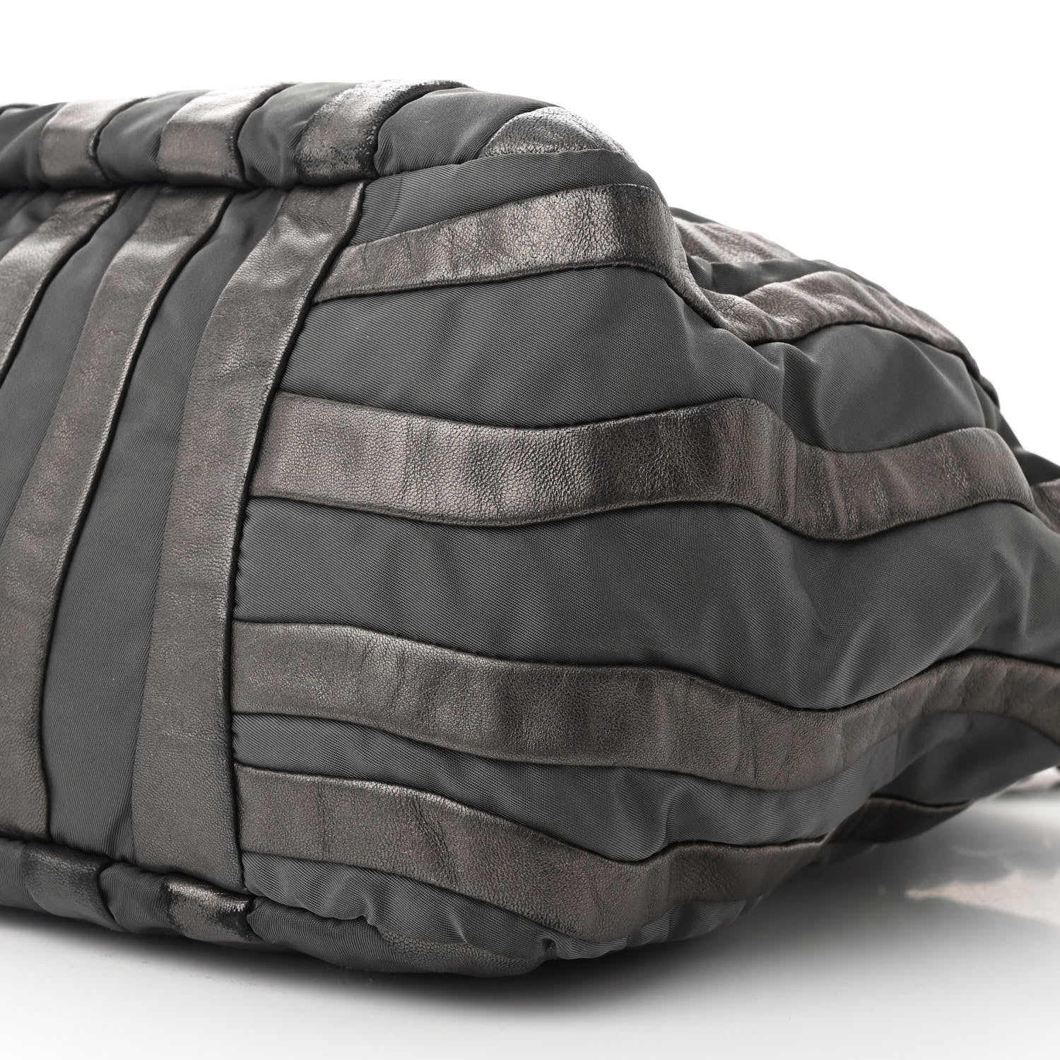 Prada Metallic Nappa Tessuto Nylon Mordore Stripes Tote Ardesia Mord 10 of 10