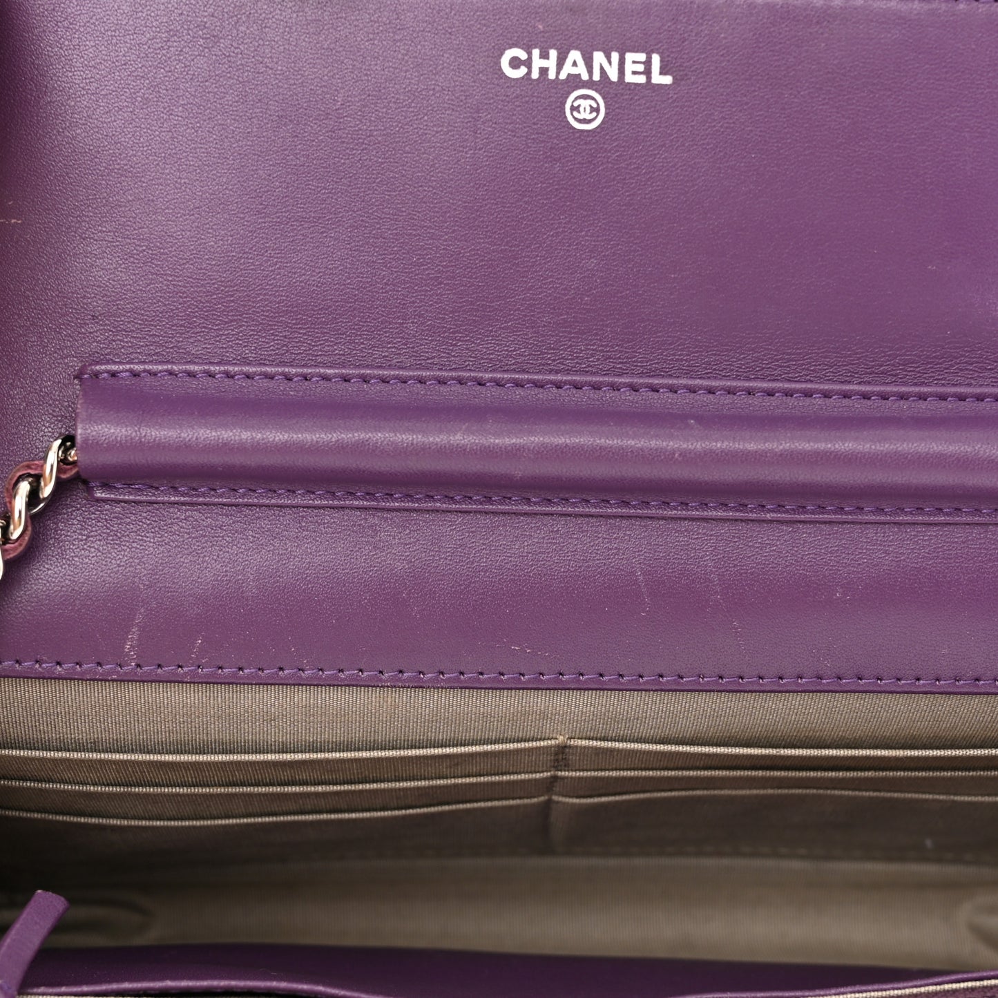 Patent Quilted Brilliant Wallet On Chain WOC Violet