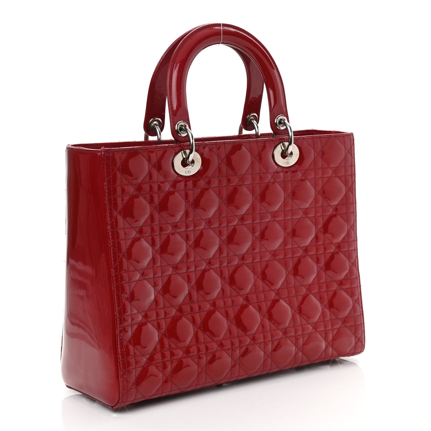 Patent Cannage Large Lady Dior Red