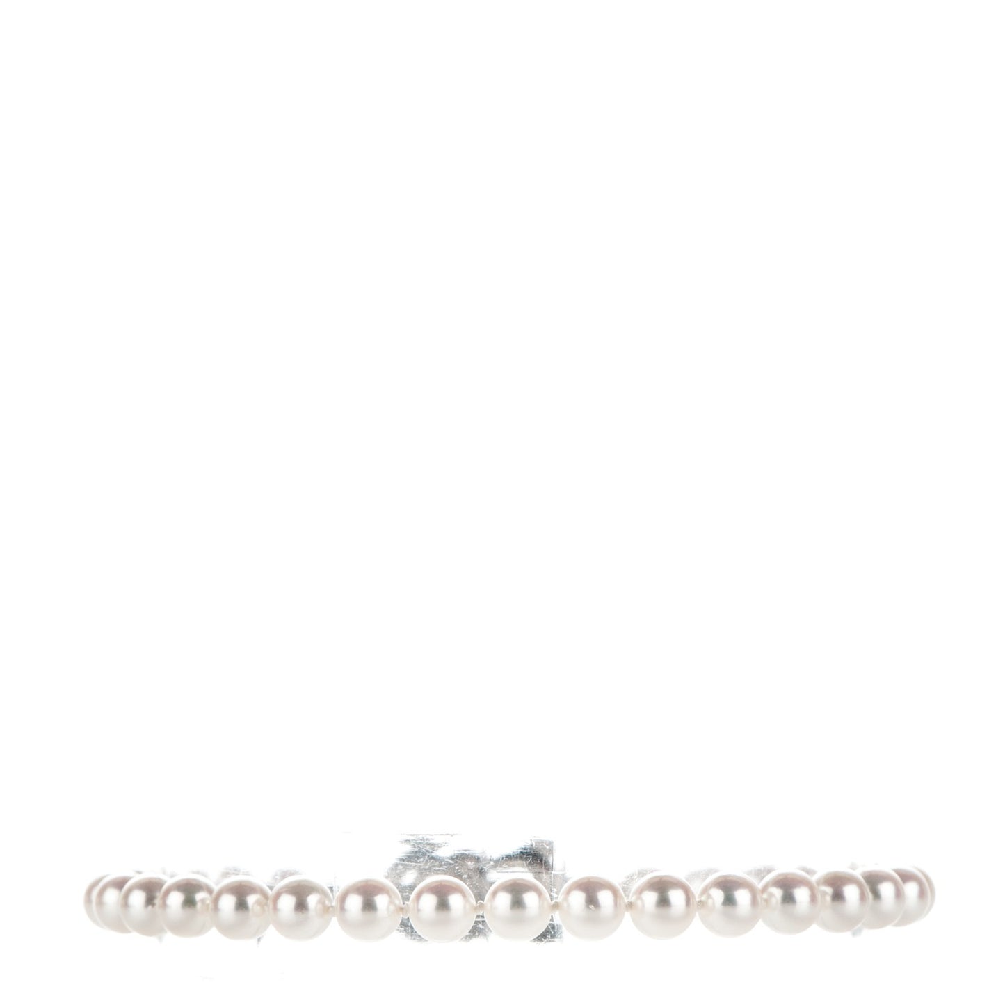 18K White Gold Diamond Akoya Cultured Pearl 5mm Strand Bracelet