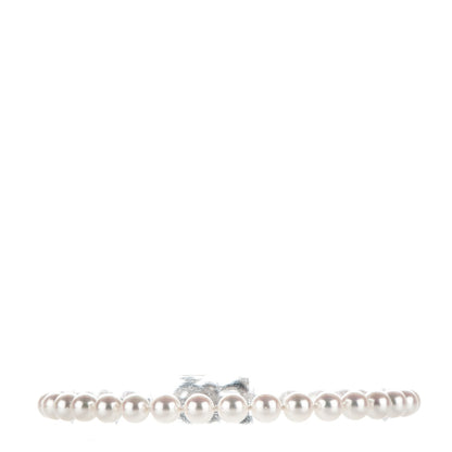 Mikimoto 18K White Gold Diamond Akoya Cultured Pearl 5mm Strand Bracelet 2 of 8