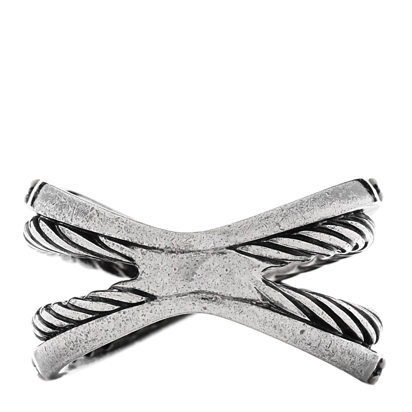 Sterling Silver Black Diamond X Crossover Cable Ring 53 6.25