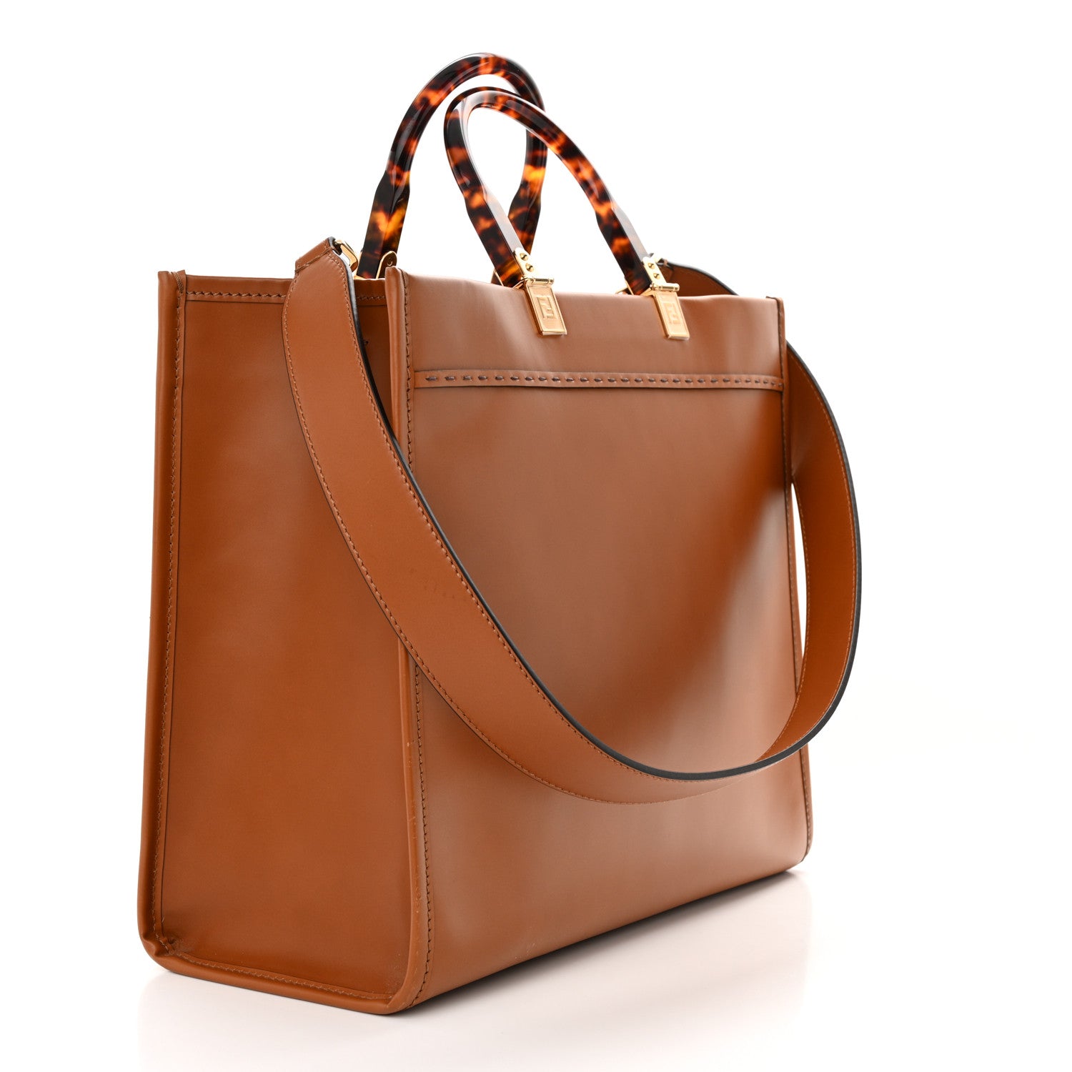 Fendi Vitello King Plexiglass Medium Fendi Sunshine Shopper Tote Cuoio 3 of 12