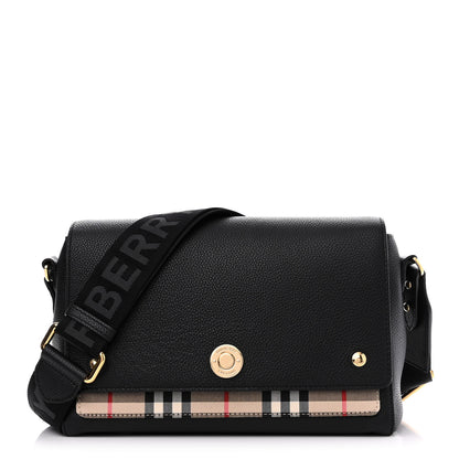 Burberry Grainy Calfskin Vintage Check Note Crossbody Bag Black 1 of 15
