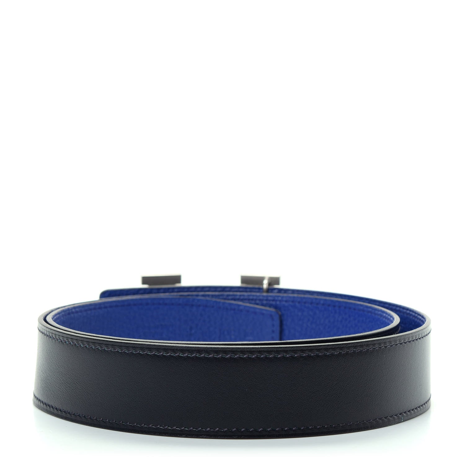 Hermes Swift Togo 32mm H Belt 80 Black Bleu Electrique 2 of 6
