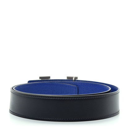 Hermes Swift Togo 32mm H Belt 80 Black Bleu Electrique 2 of 6