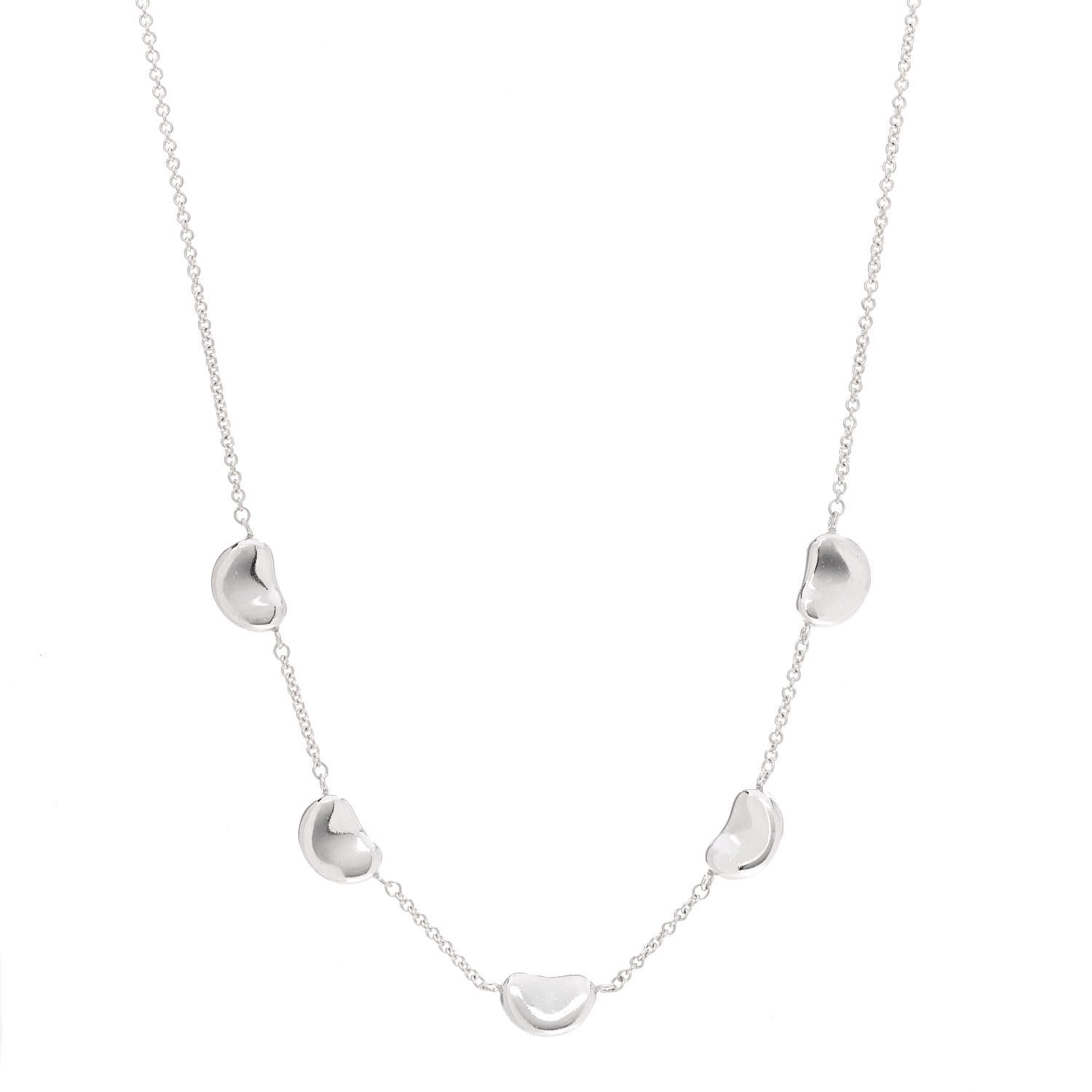 Tiffany Sterling Silver 9mm Elsa Peretti Five Bean Pendant Necklace 1 of 6