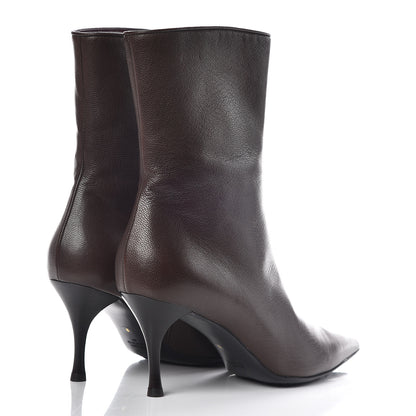 Gucci Grained Calfskin Pointed Toe Bootie 9 Brown 4 of 12