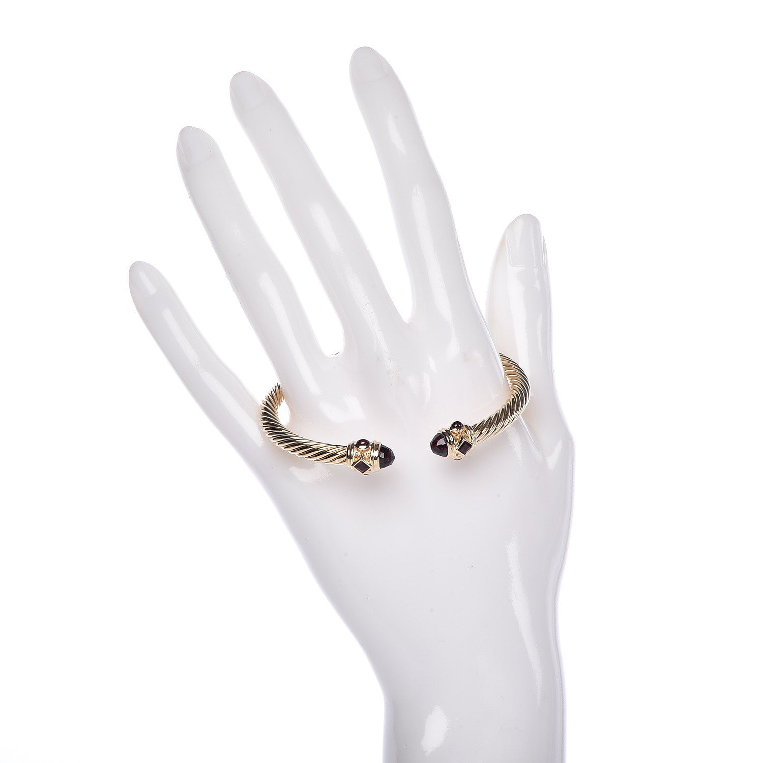 David Yurman 18K Yellow Gold Garnet 5mm Renaissance Bracelet 2 of 6