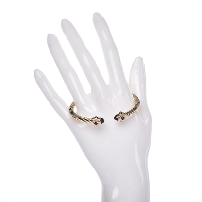 David Yurman 18K Yellow Gold Garnet 5mm Renaissance Bracelet 2 of 6