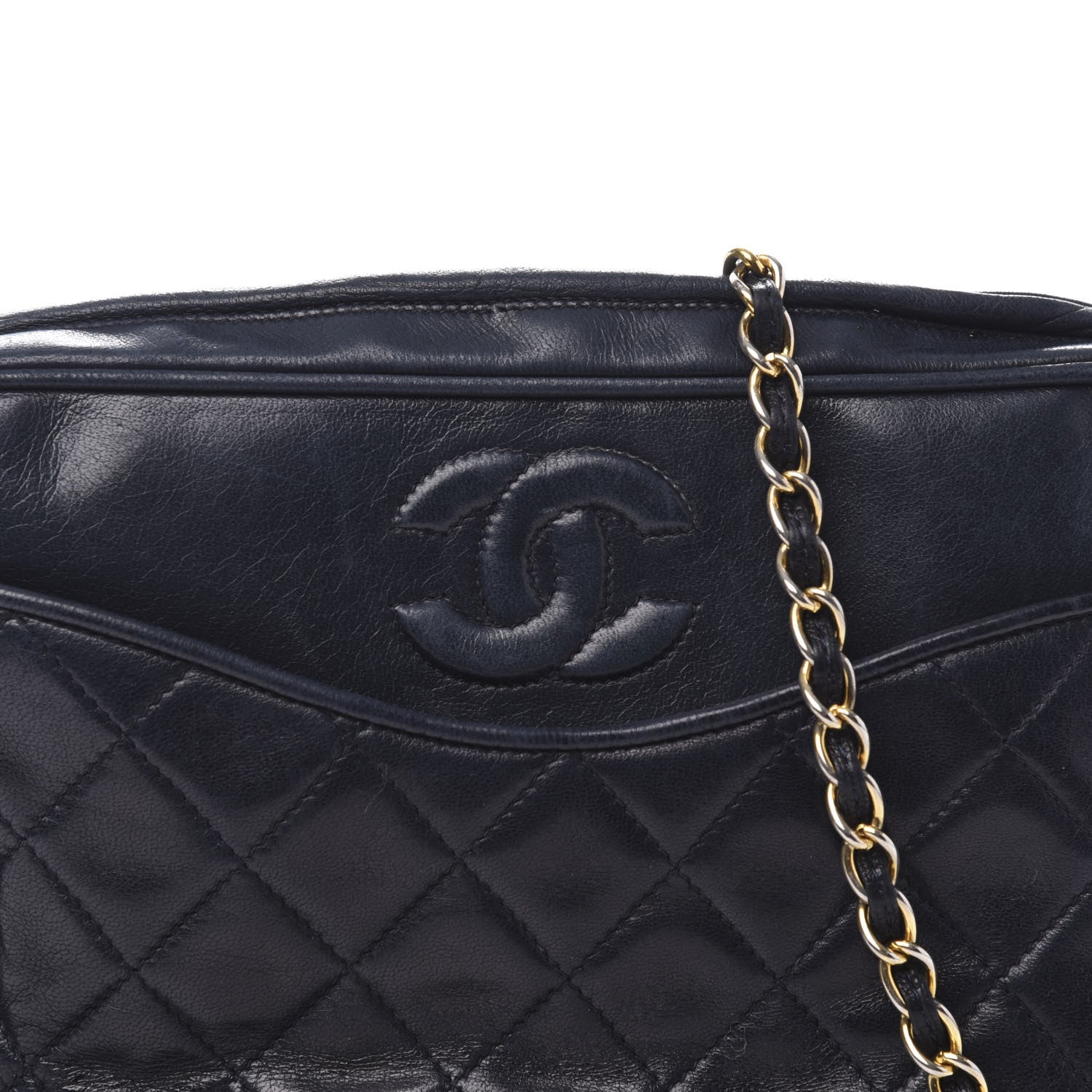 Chanel Lambskin Quilted CC Tassel Camera Case Navy 11 of 12