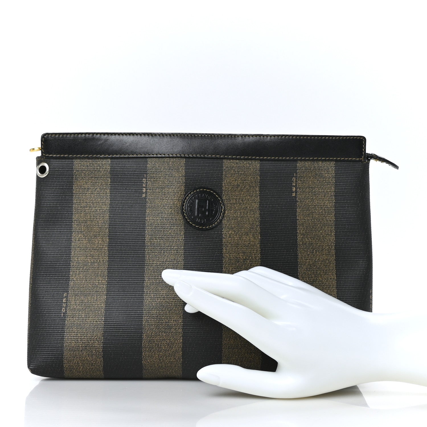 Fendi Pequin Spalmati Cosmetic Bag Tobacco 2 of 9