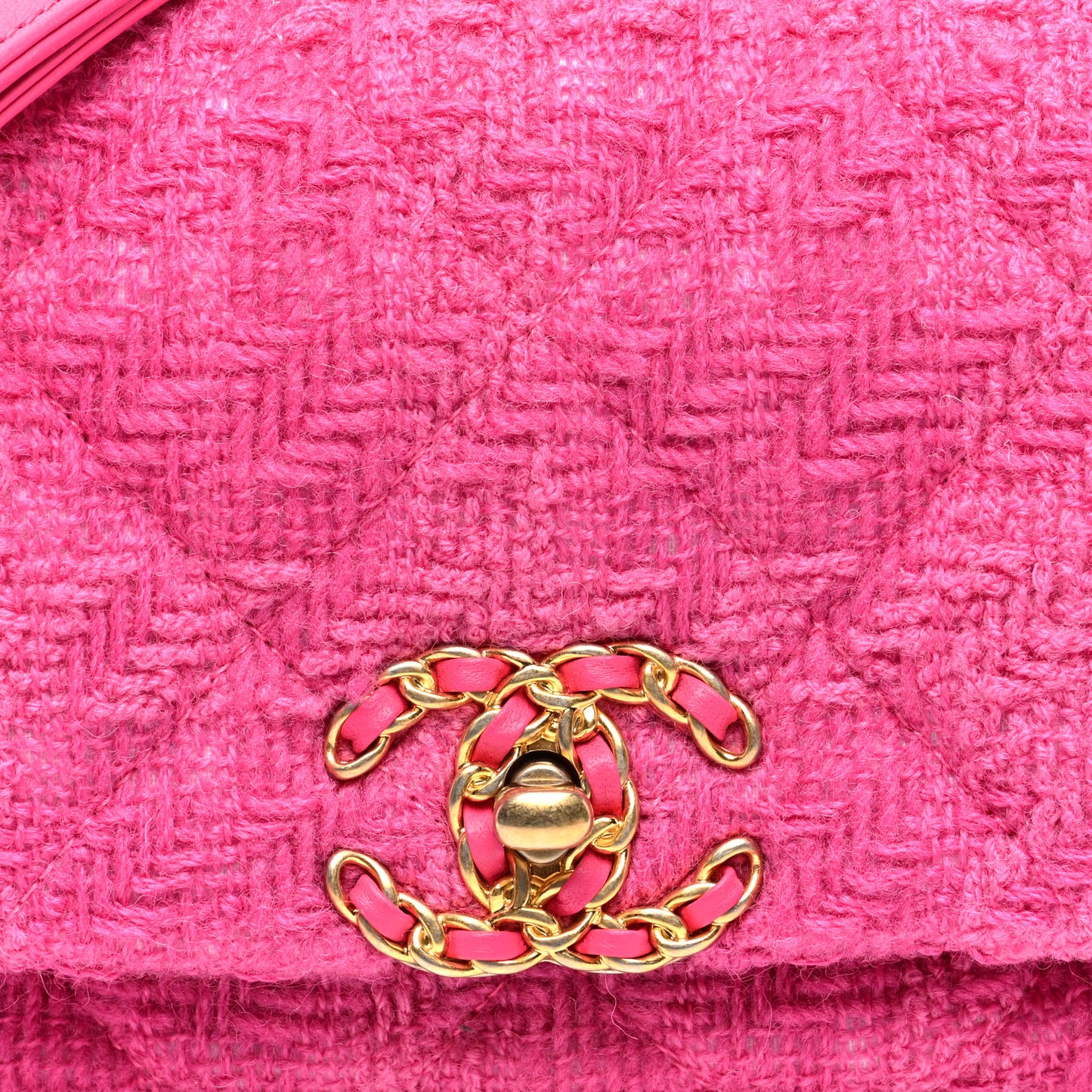 Tweed Quilted Chanel 19 Waist Bag Pink