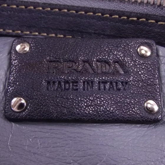Prada Leather Buckles Tote Blue 9 of 11