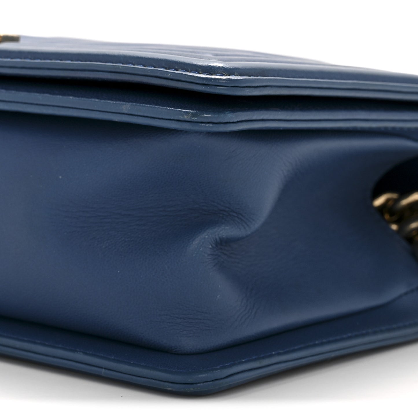 Lambskin Chevron Quilted Medium Boy Flap Blue