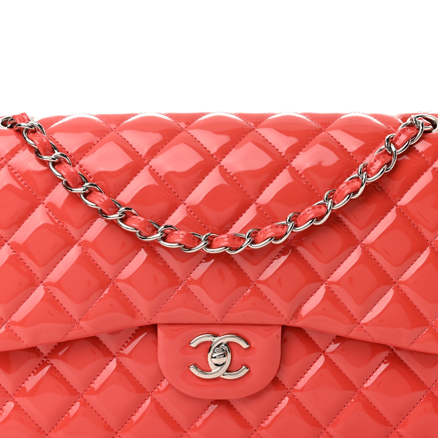 Patent Quilted Jumbo Double Flap Coral