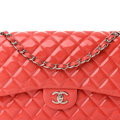 Chanel Patent Quilted Jumbo Double Flap Coral 8 of 11