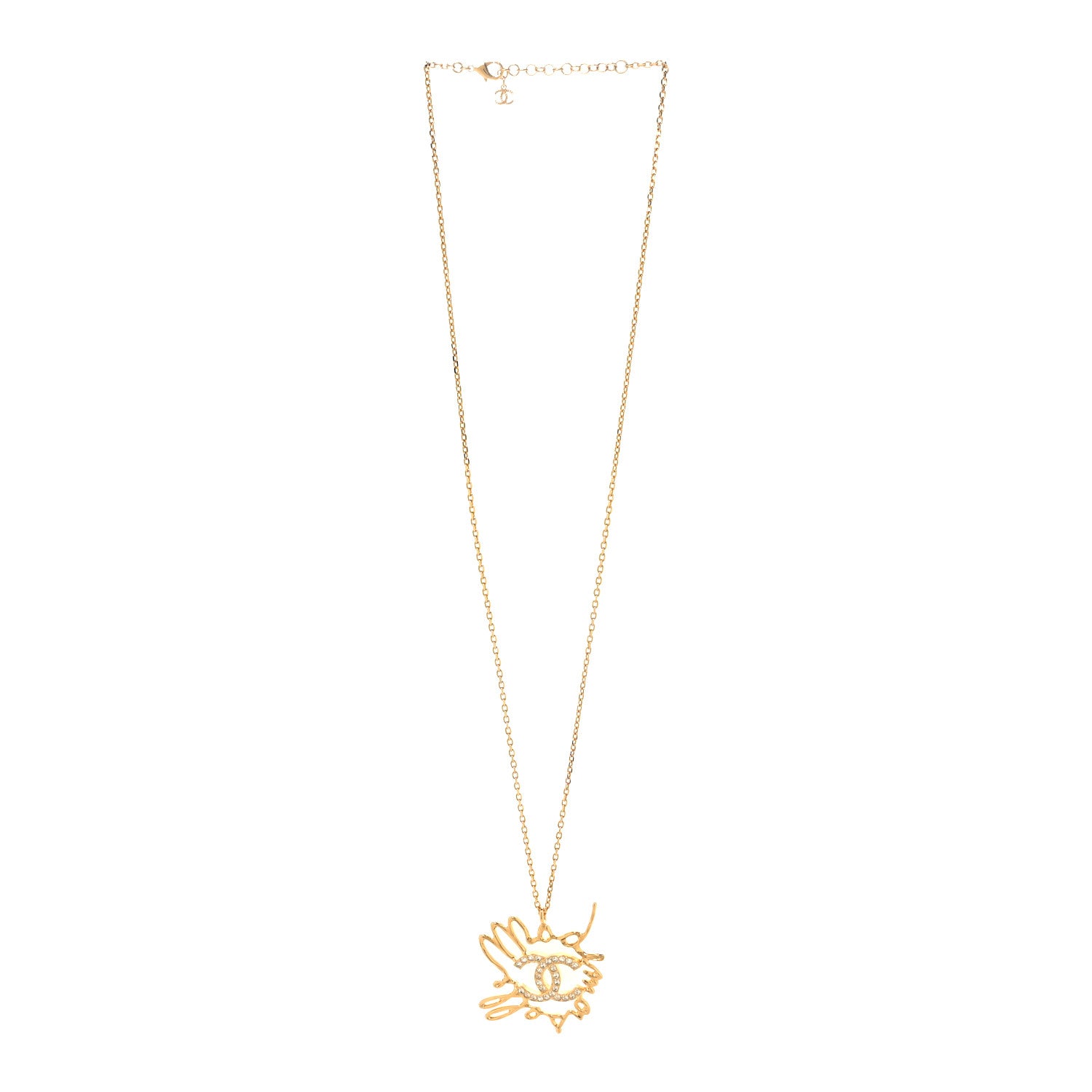 Chanel Metal Diamantes CC Pendant Necklace Gold 3 of 5
