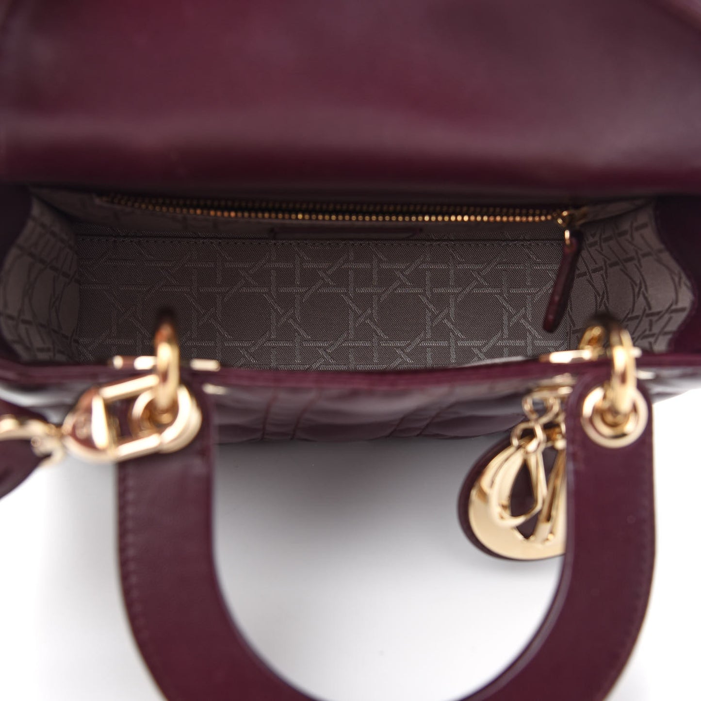 Lambskin Cannage Small Lucky Badges My Lady Dior Burgundy