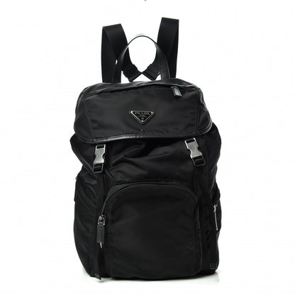 Prada Nylon Vela Saffiano Medium Cinch Backpack Black 1 of 9