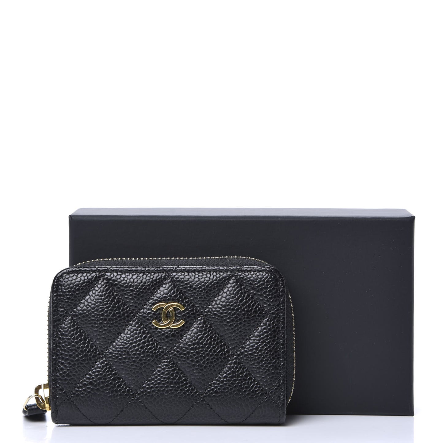 Caviar Quilted Zip Coin Purse Black